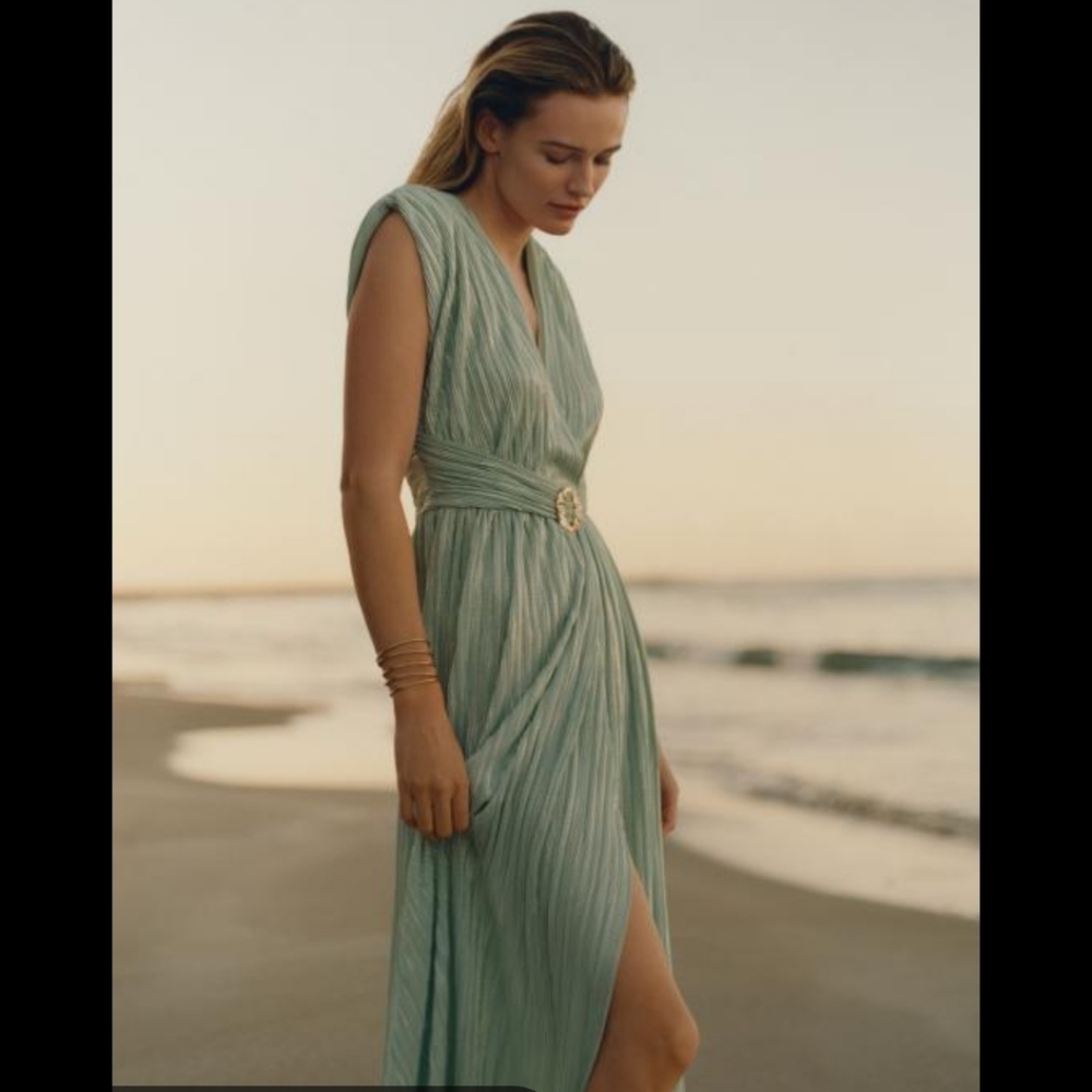 Sabina Musayev Shine Midi Dress NWT mint color